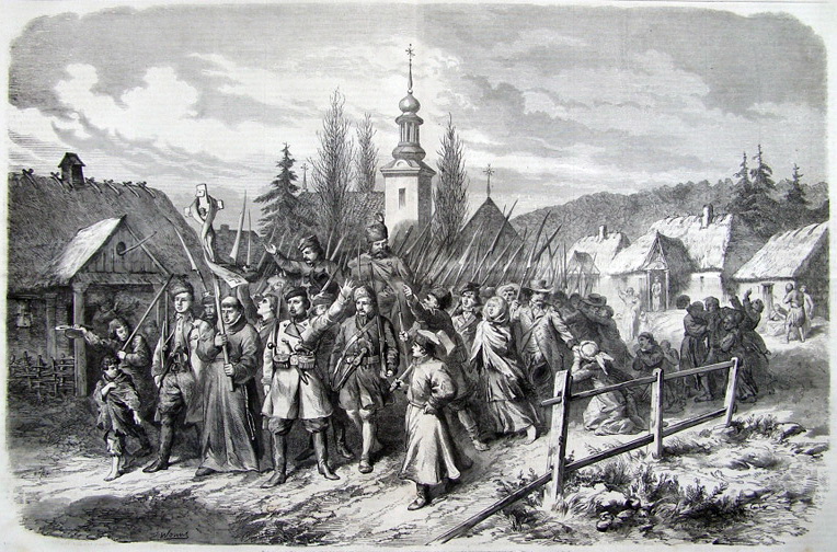 Литография из французского журнала «Le monde illustre» о польском восстанию 1863 г.. 