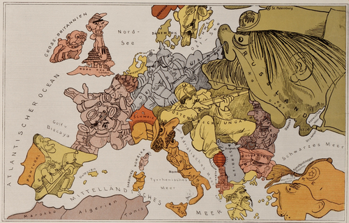 Сатирическая стратегическая карта конца 1914 года