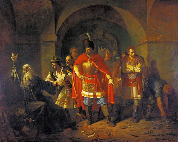 «Патриарх Гермоген в темнице отказывается подписать грамоту поляков», 1860, Павел Чистяков