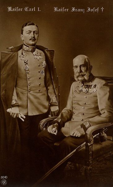 Императоры Карл I (1916-1918) и Франц-Иосиф I (1848-1916).