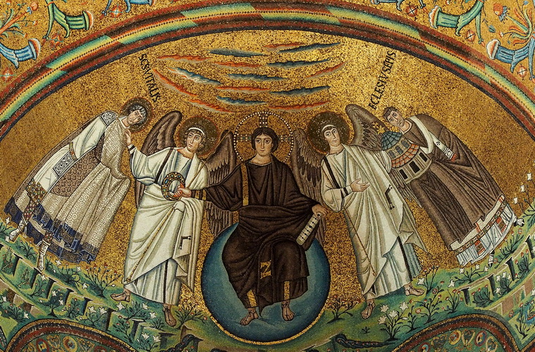 Мозаика в раннехристианской базилике Сан-Витале в Равенне (Италия)