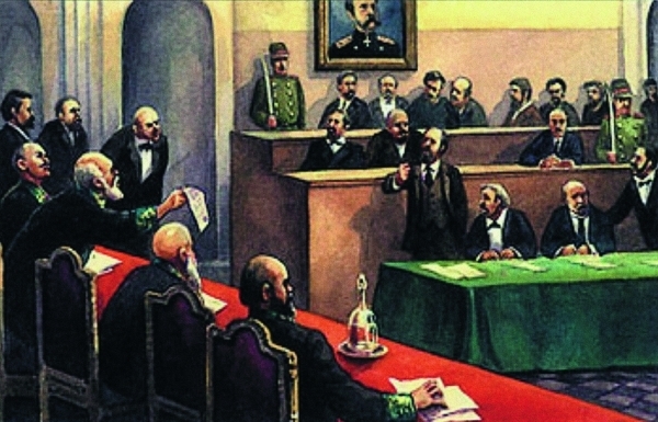 Заседание суда с присяжными при Александре II.