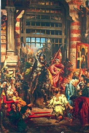 Болеслав Храбрый и Святополк у Золотых ворот Киева. Картина Яна Матейко.