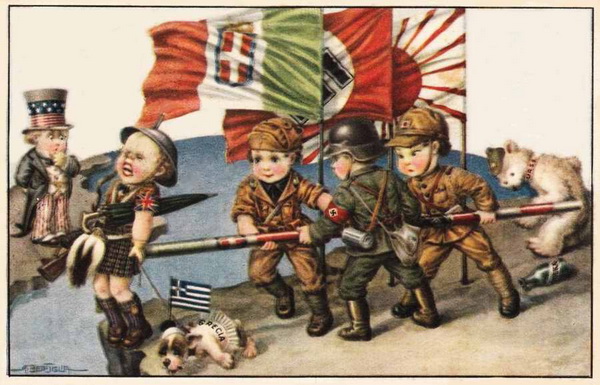 Итальянская пропагандистская открытка 1942 года на тему второго фронта