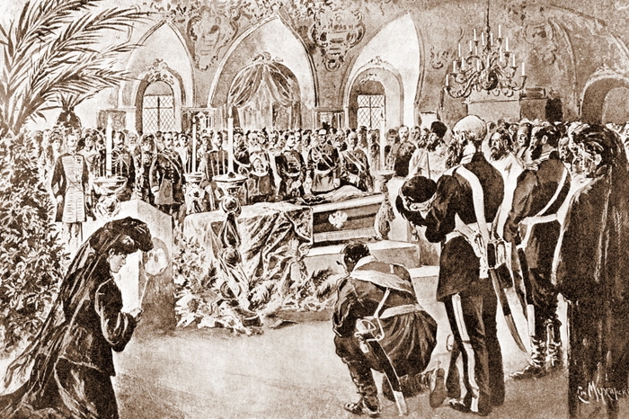 Панихида по в Бозе почившем Великом Князе Сергее Александровиче в Чудовом монастыре, в Кремле, в 1905 г.