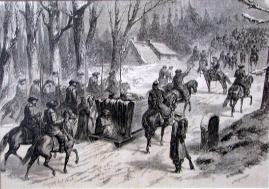 Отправка арестованных мятежников. Гравюра из французского журнала Le monde illustre, 1863 г.