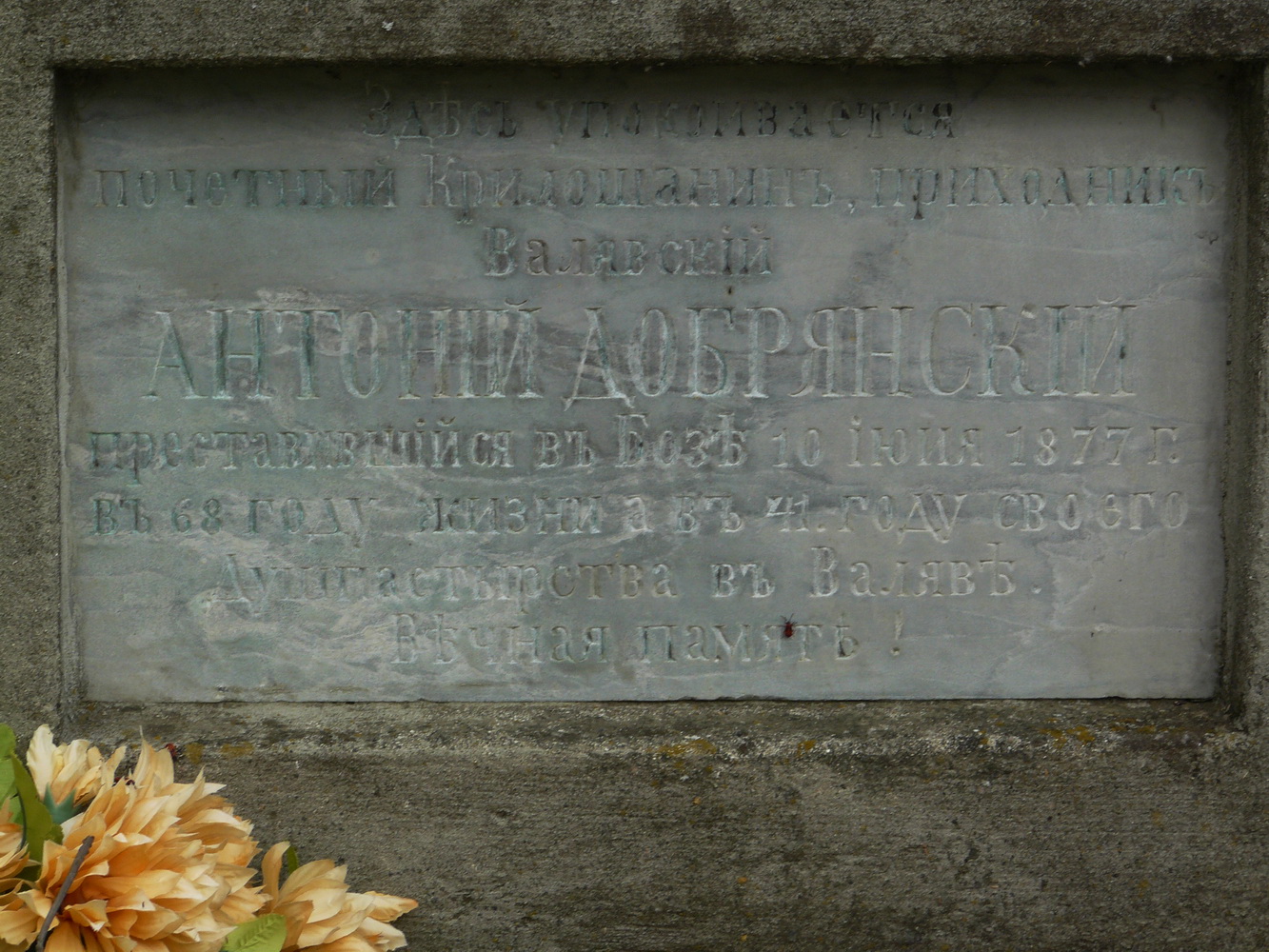 Фото № 4. Надгробие Антония Добрянского (для максимального увеличения нажмите квадратик со стрелкой).