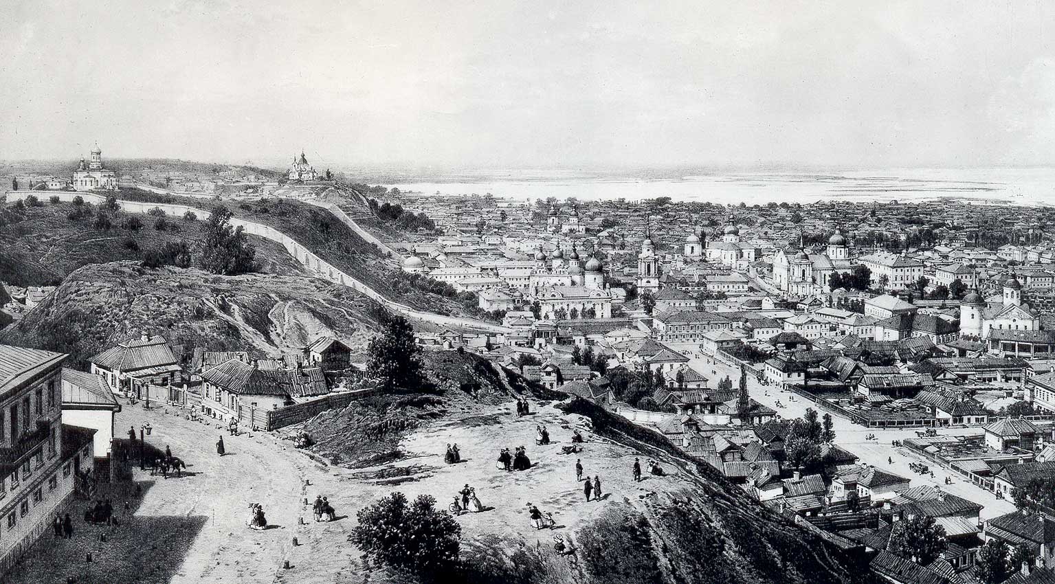Замковая гора.  Гравюра 1862 г.  Из собрания  М. Кадомской.