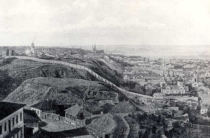 Замковая гора.  Гравюра 1888 г.  Из собрания  М. Кадомской.