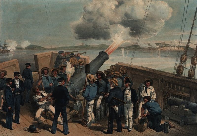 Обстрел русского форта Бомарсунда (Финляндия) с палубы «Бульдога», 15 августа 1854