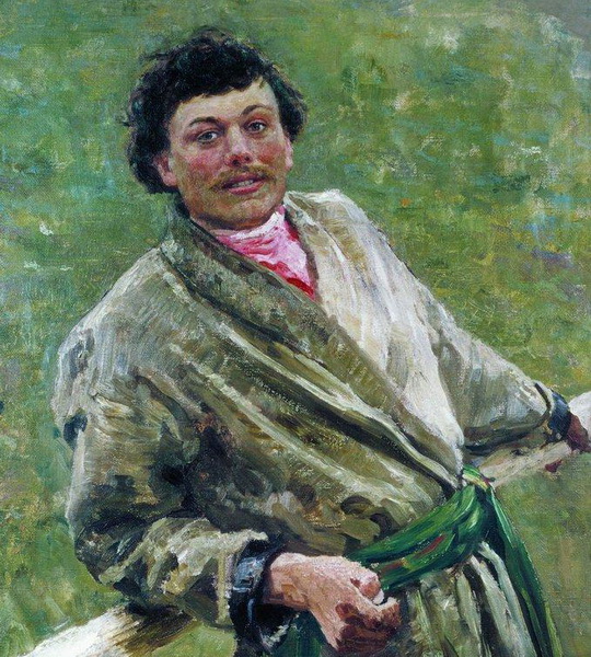 "Белорус"- портрет Сидора Шаврова. Илья Репин, 1892, имение в Здравнево под Витебском (фрагмент). 