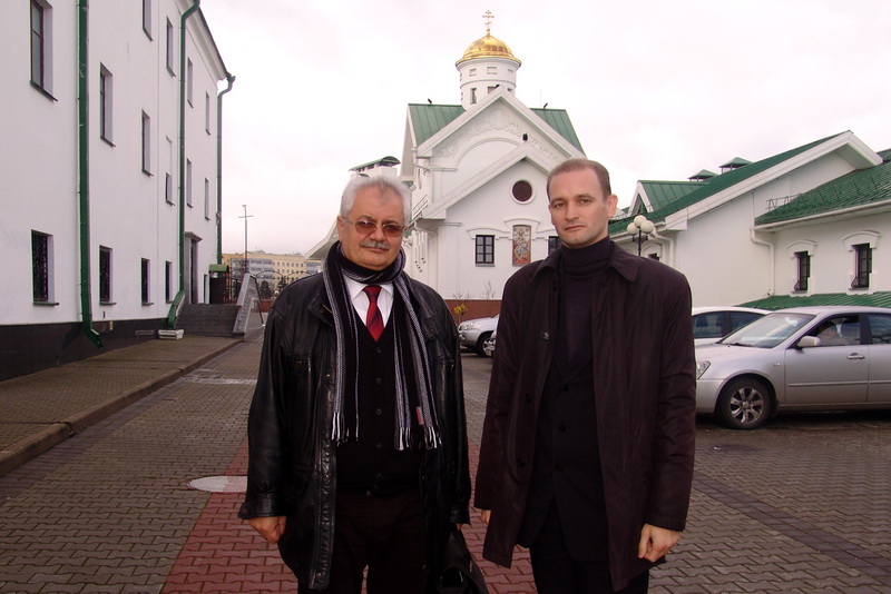 Зоран Милошевич и Александр Гронский перед лекцией в Минской духовной академии