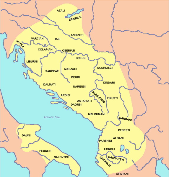 Иллирийские племена до римского завоевания в 168 году до н. э. 