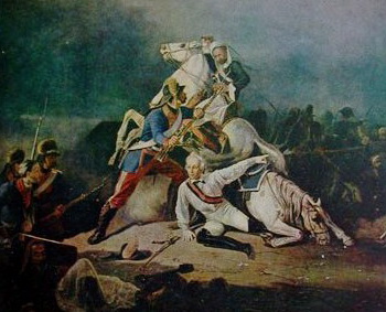 Гренадер Степан Новиков спасает Александра Суворова от удара турецкого ятагана.