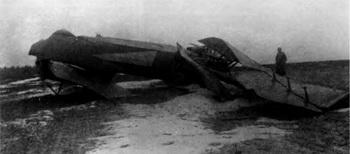 Разбитый самолет «Илья Муромец – III». Окрестности Минска, Прилуки 2 ноября 1915 г.