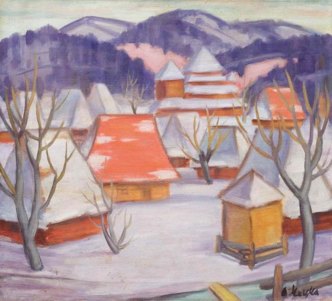 Зимний пейзаж, 1940-е гг. Холст, масло Андрей Коцка.