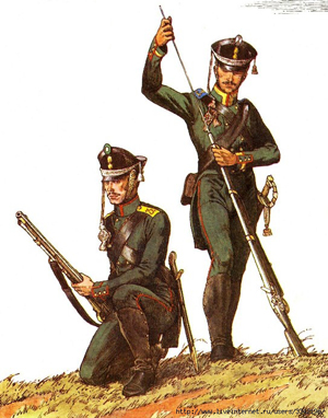 Рядовой и унтер-офицер егерского полка