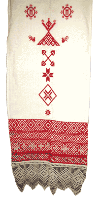 Белорусский рушник. В центре вышит Русский Крест, или Белорусский Василек – логотип сайта «Западная Русь»