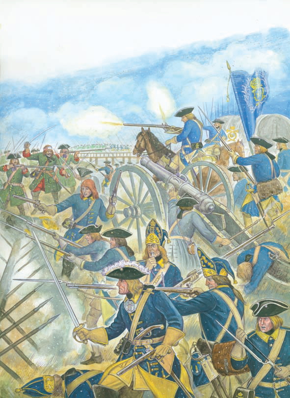 Бой у реки Сож близ Пропойска 29 сентября 1708 г. Художник Ю.Е. Каштанов, 2005 г