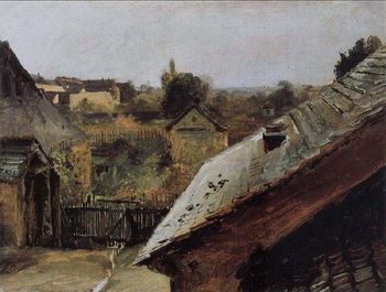 Вид крыши и сады.Лужицкий художник Карл Блехен (Carl Blechen, 1798-1840)