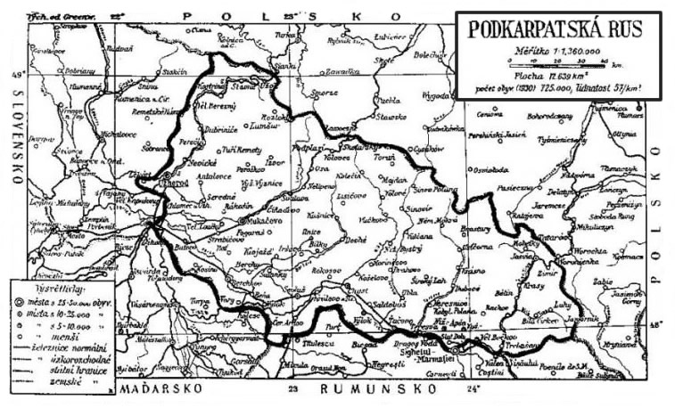Rus Podkarpacka mapa 1930