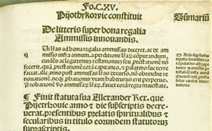 Фрагмент первой страницы Конституции 1505 года «Nihil Novi» («Ничего нового»), запретившей польскому монарху принимать важные для государства решения без согласия Сейма