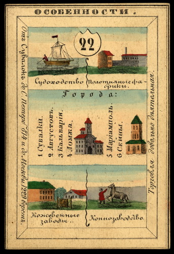 Августовская губерния из набора географических карточек Российской Империи (оборотная сторона)