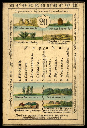 Гродненская губерния из набора географических карточек Российской Империи (оборотная сторона)