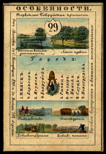 Минская губерния из набора географических карточек Российской Империи (оборотная сторона)