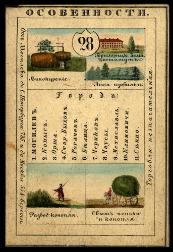 Могилевская губерния из набора географических карточек Российской Империи (оборотная сторона)