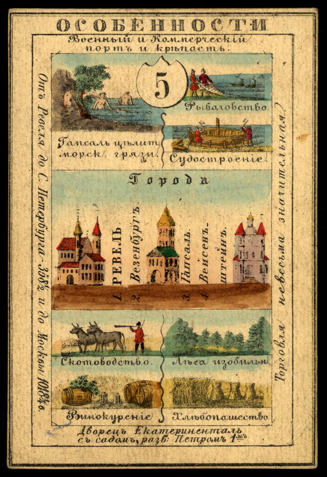 Эстляндская губерния из набора географических карточек Российской Империи (оборотная стороны)